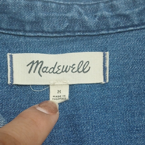 MADEWELL Denim Puff-Sleeve Shirtdress in Harris Wash sz M, gentle Used - Picture 7 of 13